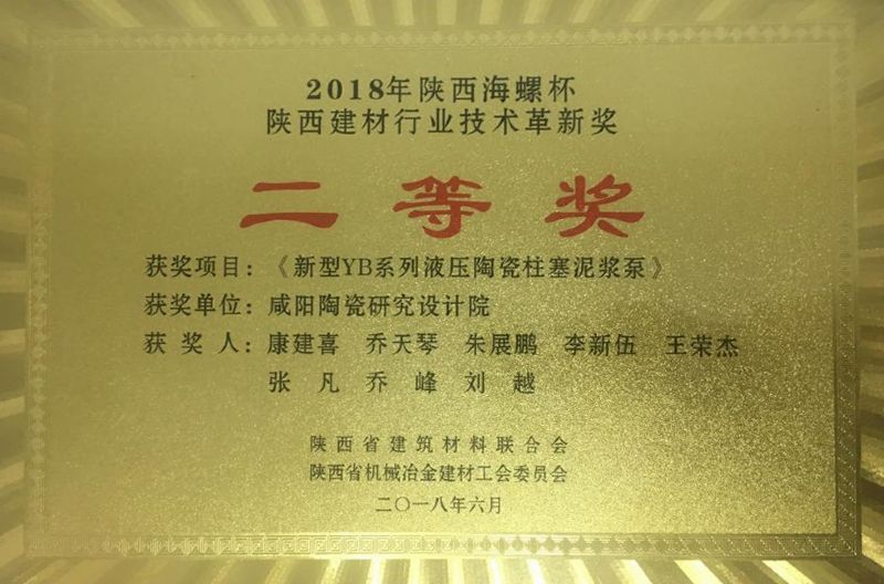 陕西建材行业技术革新奖二等奖